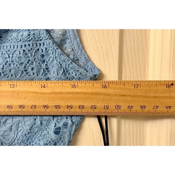 NWT Saylor Zazie Dusk Blue Lace Ruffle Meager Sleeves Lined Mini Dress Size XS - Picture 12 of 12